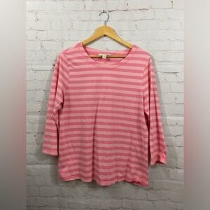 Apple Seeds Long Sleeve Top Womens Size Large Crewneck Pink Stripes Blouse